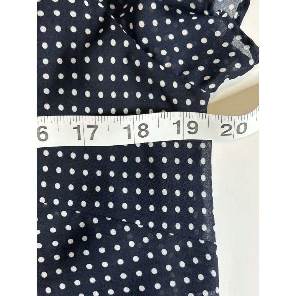 Just In Thyme LTD Women's Blouse Navy Blue and White Polka Dot size 14 - Picture 8 of 12